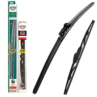 Image of Heyner Set of 2 Wiper Blades Replacement For Front And Rear Peugeot 108 2014 Onwards Hybrid Wipers HH26PT12HRC