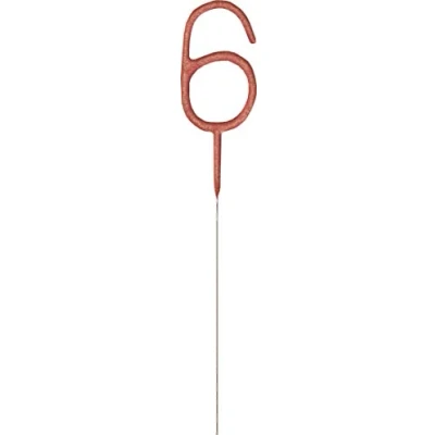 Image of Rose Gold 6th Glitz Birthday Sparkler (17cm) Perfect for Birthdays Cake Topper Decoration, Anniversary &amp; More 1 Pc