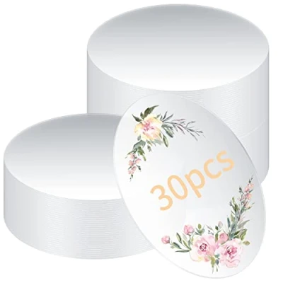 Image of 30 Pcs Clear Acrylic Sheets, Blanks Circles, 4 Inches Round Discs, Transparent Panel Circle Sheets Signs for Picture Frame Painting DIY Crafts Display Stand Projects