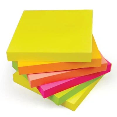 Image of 600 Bright Colours Sticky Post It Notes 76x76mm (3&quot;x3&quot;) 6 Pads of 100 Sheets Removable Adhesive Memos in Yellow, Pink, Orange Green, Peach Home, Office &amp; School Use