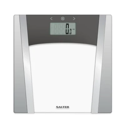 Image of Salter 9127 SVSV3R Glass Analyser Bathroom Scale 180KG Electronic Body Weight Scale, Measures Fat, Water, Muscle Mass, Bone BMI and BMR, 10 User Memory, Step On, Batteries Included