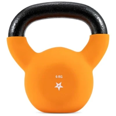 Image of Yes4All HCR1 6KG Cast Iron Kettlebell, Neoprene Coated Orange for Strength Training