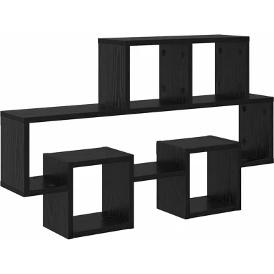 Image of vidaXL Wall Shelf with mounted Storage Black oak Engineered wood