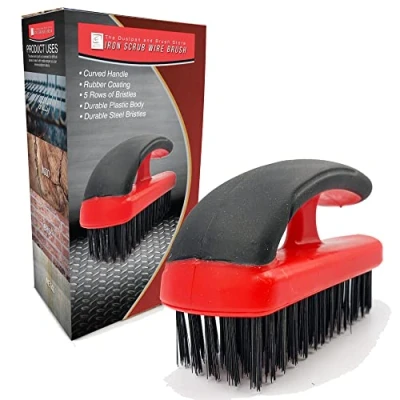 Image of Hand Block Wire Brush Iron Grip Stiff Metal Brush, Heavy Duty for Rust Removal, Brickworks, and Paint Removal