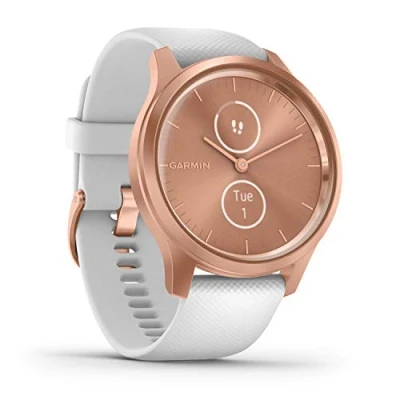 Image of Garmin [ Renewed ] vívomove Style (40mm), Stylish Hybrid Smartwatch with Health and Fitness functions, Real Watch Hands, Hidden Colour Touchscreen Display,Up to 5 days battery, White (Renewed)