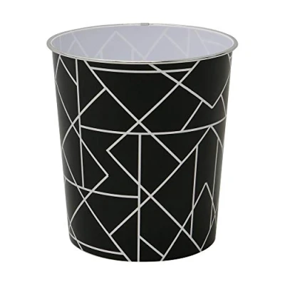 Image of JVL Linear Black Waste Paper Bin, 27 x 25cm approx, Polypropylene, Small