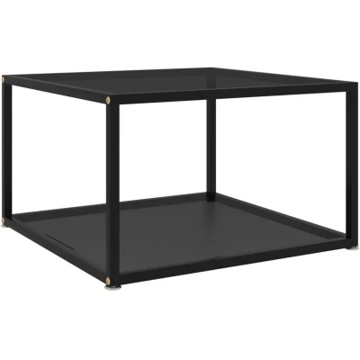 Image of vidaXL Coffee Table Black 60x60x35 cm Tempered Glass