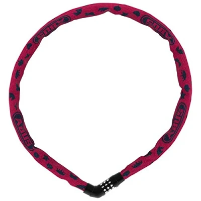 Image of ABUS Steel O chain 4804C Symbols lock Combination for children&#039;s bikes security level 3 75 cm Pink