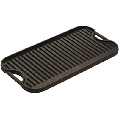 Image of Lodge 50.8 x 26.51 cm / 20 10.44 inch Pre Seasoned Cast Iron Reversible Grill Griddle, Black