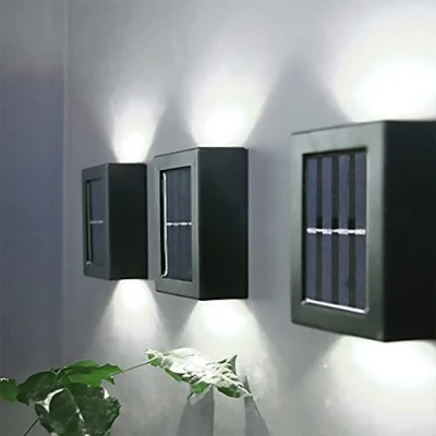 Image of Solar Fence Lights, Whousewe Wall Garden Decoration Outdoor LED Lights Waterproof for Patio, Fence, Yard, Garden, Garage, Stairway, Gate, Warm Light(2 Pack),White