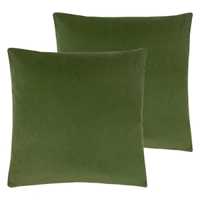 Image of Evans Lichfield Sunningdale Polyester Filled Cushions (Twin Pack), Olive, 50 x cm