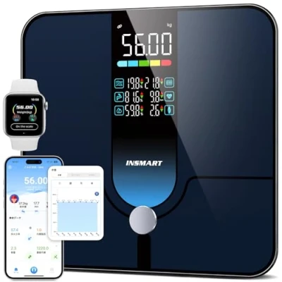 Image of Scales for Body Weight, INSMART Updated Weighing Bathroom,Bluetooth Digital Smart with Heart Rate,Heart Index &amp; Balance Function Fitness (Black UV)