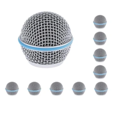 Image of 10 set Replacement Blue Steel Mesh Microphone Grill Head Parts Accessory BETA 58A, Silver