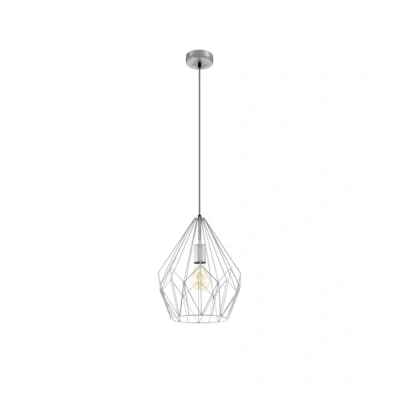 Image of Eglo Pendant Lamp Carlton, 1 Bulb Vintage Light, Retro Hanging Made of Steel, Colour: Silver, Socket: E27