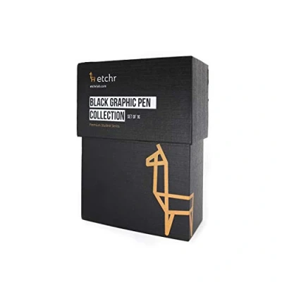 Image of Etchr : Black Graphic Pen Collection Set of 16