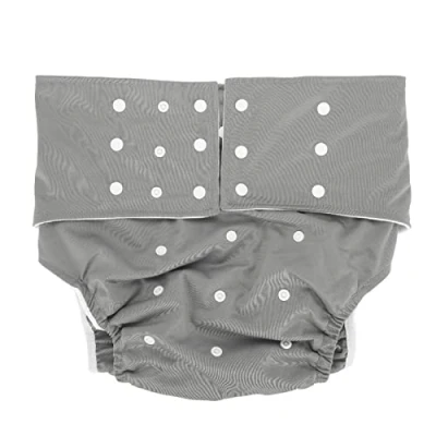 Image of Adult Diapers,Adult Incontinence Pull Up Diaper Pants Underwear Pocket Nappy Cover Adjustable Reusable Cloth and Postpartum Underwear(Grey)