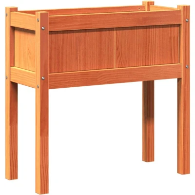 Image of vidaXL Garden Planter with Legs Wax Brown 70x31x70 cm Solid Wood Pine