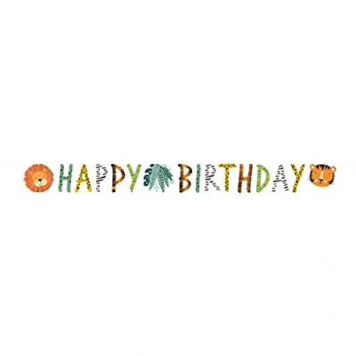 Image of Amscan 9909353 Get Wild Animals Kids Happy Birthday Letter Banner Party Decoration 1.8m