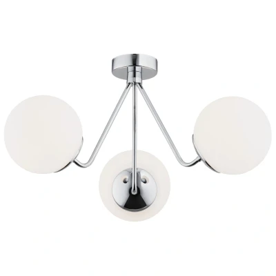Image of Tomar Globe Ceiling 3 Light Opal Matt, Chrome