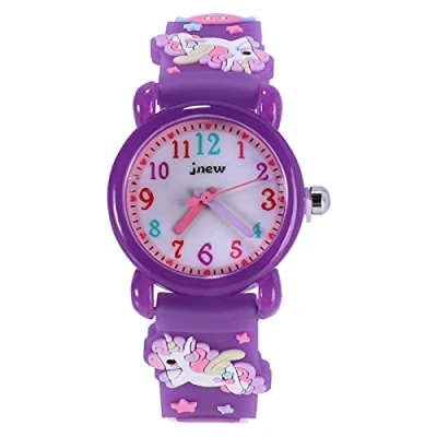 Image of ele ELEOPTION Children&#039;s Watch 3D Cute Cartoon Silicone Rubber Band Wristwatch Multi Colour Dial Digital Display Gift for Little Girls Boy Kids, Horse, Dark Purple