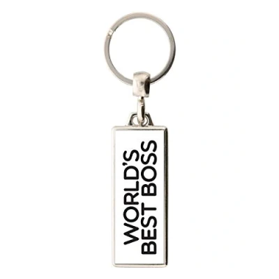 Image of Grindstore World&#039;s Best Boss Keyring White 2 x 5.4cm