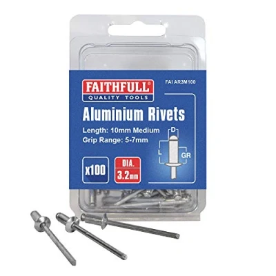 Image of Faithfull FalAR3M100 100 3mm medium Aluminium Rivets