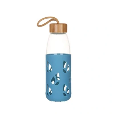 Image of Pebbly PKV 001 Printed Glass and Bamboo Bottle with Silicone Protection