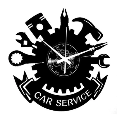 Image of Vinyl Wall Clock Vintage Handmade Decor Home Office Car Service Mechanical Body Auto Repair