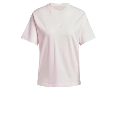 Image of adidas Women&#039;s Essentials 3 Stripes Cotton T Shirt, Clear Pink/White, XS