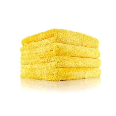 Image of The Rag Company Eagle Edgeless 500 Professional Korean 70/30 Blend, Super Plush Microfiber Detailing Towels, Circular Knit Weave, 500gsm, 16in x 16in, Gold (4 Pack)