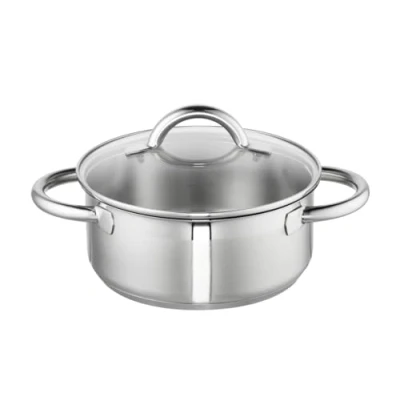 Image of Schulte Ufer Loop Stewing Pan 20 cm Approx. 2.5 L with Glass Lid 18/10 Steel