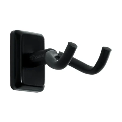 Image of Gator Frameworks Acoustic/Electric Guitar Wall Hanger with Black Mounting Plate (GFW GTR HNGRBLK)