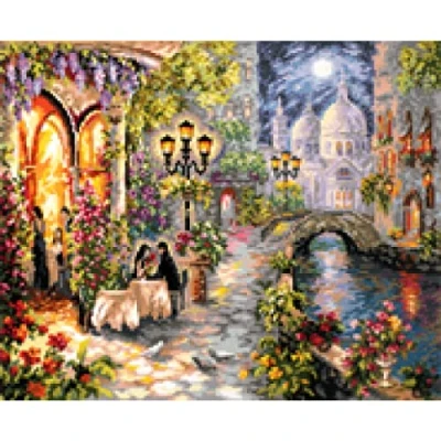 Image of Magic needle 110 081 ZW Night Rendezvous Counted Cross Stitch Kit with Zweigart Edition Cotton Multi Coloured 40 x 32 cm