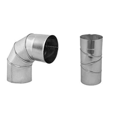 Image of Galvanized Steel Adjustable Elbow 15 30 45 90 Degree Bend Chimney Duct Pipe Tube Silver (125mm)