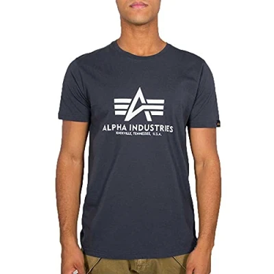 Image of ALPHA INDUSTRIES Mens Basic For T Shirt, Navy, S UK