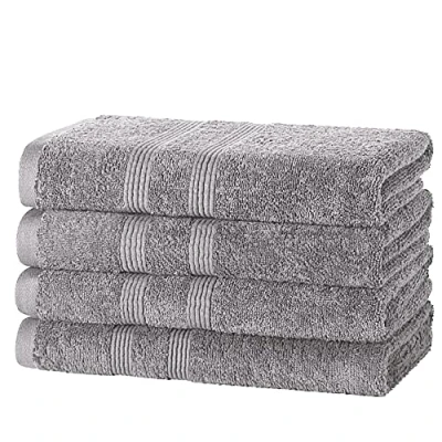 Image of DARWEN STAR Hand Towels Pack of 4 100% Egyptian Cotton 500 GSM Premier Quality Quick Dry Multipurpose Super Soft &amp; Absorbent 50 x 85 cm (Light Grey)