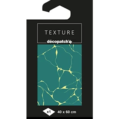 Image of Décopatch Ref TD869C Texture Collection Green &amp; Gold Marble Pattern Contains 1 Sheet of 40 x 60cm Textured Paper, Foil Printing for Metallic Effects