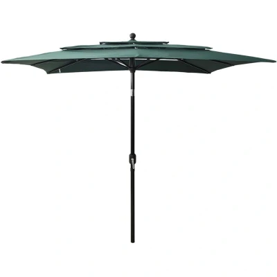 Image of vidaXL 3 Tier Garden Parasol with Aluminium Pole Green 2.5x2.5 m