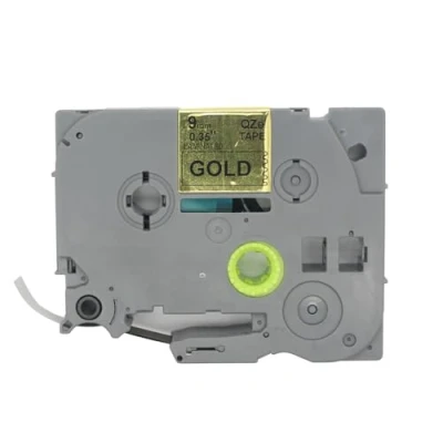 Image of BROVACS 1 Pack Black on Gold Laminated Label Tape Compatible for Brother P Touch Printer TZ 821 TZe 9mm 3/8&quot; OPA4821