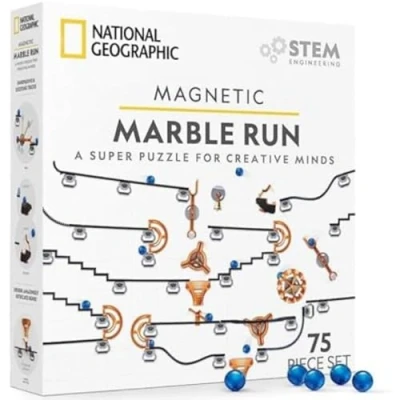 Image of National Geographic Magnetic Marble Run Super Fun Engineering and Construction Toys with Magnets Marbles for Kids Activity Building Games Creative STEM Girls Boys 75 Piece Kit