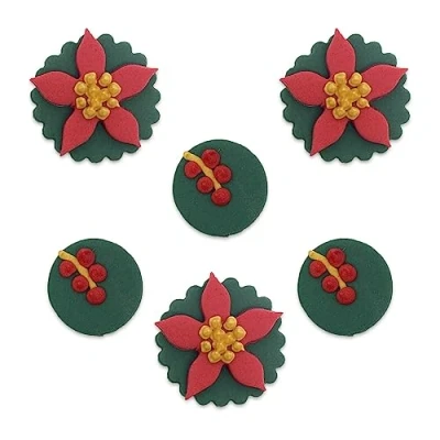 Image of Anniversary House Festive Folliage Decorations, Handcrafted Cake, Edible Fondant Icing Sugar Cupcake Toppers, SFX361, Sugarcraft