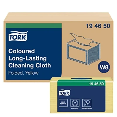 Image of Tork D8234 Colour Coded Specialist Cloth, 300mm x 380mm, Yellow, Pack of 8
