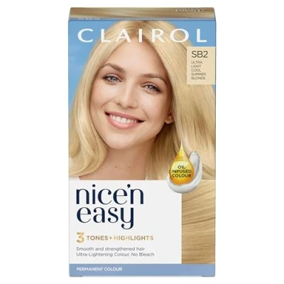 Image of Clairol Nice&#039;n Easy Crème, Natural Looking Oil Infused Permanent Hair Dye, SB2 Ultra Light Cool Summer Blonde