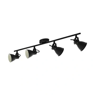 Image of EGLO Seras 1 Ceiling Light 4 Bulb Industrial Modern Classic Steel Spotlight Living Room Lamp Black Kitchen Spotlights with GU10 Socket