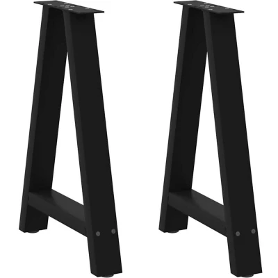 Image of vidaXL Dining Table Legs A Shaped 2 pcs Black 60x(72 73) cm Steel