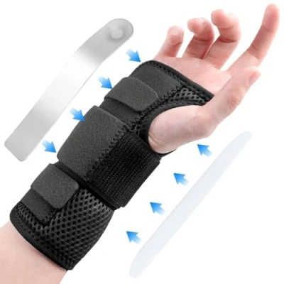 Image of UZSUZZ Wrist Support Brace Splint, Adjustable with Metal Breathable Carpal Tunnel Splint Relieves Arthritis Pain, Tendonitis, Sprains, Sports for Men and Women (M, Right)