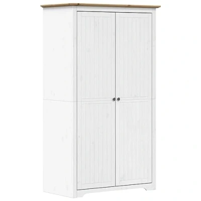Image of vidaXL Wardrobe BODO White and Brown 101x52x176.5 cm Solid Wood Pine
