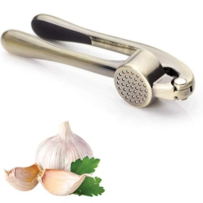 Image of Brass Manual Garlic Press Handheld Kitchen Crusher Tool for Cloves &amp; Ginger. Professional, Modern Coloured Design, Strong Commercial Handle. by Sabatier Professional