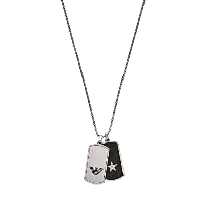 Image of Emporio Armani Necklace for Men , Length: 525mm; Size pendants: 40x21x2mm Silver Stainless Steel Necklace, EGS2675040