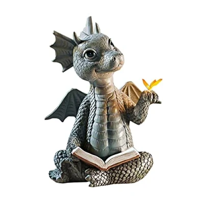 Image of su xuri Dragon Resin Statue Garden Ornaments Outdoor Little Wall Sculpture For Balcony Lawn Home Decors Crafts
